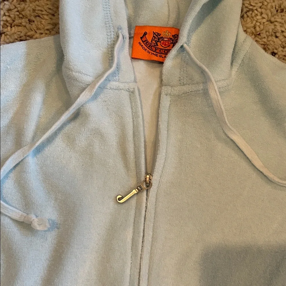 Juicy Couture Light Blue Terry Cloth Set with Lace Trim, Size S - Picture 5 of 9